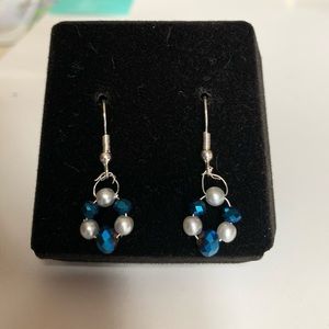 Beaded hoop earrings, handmade